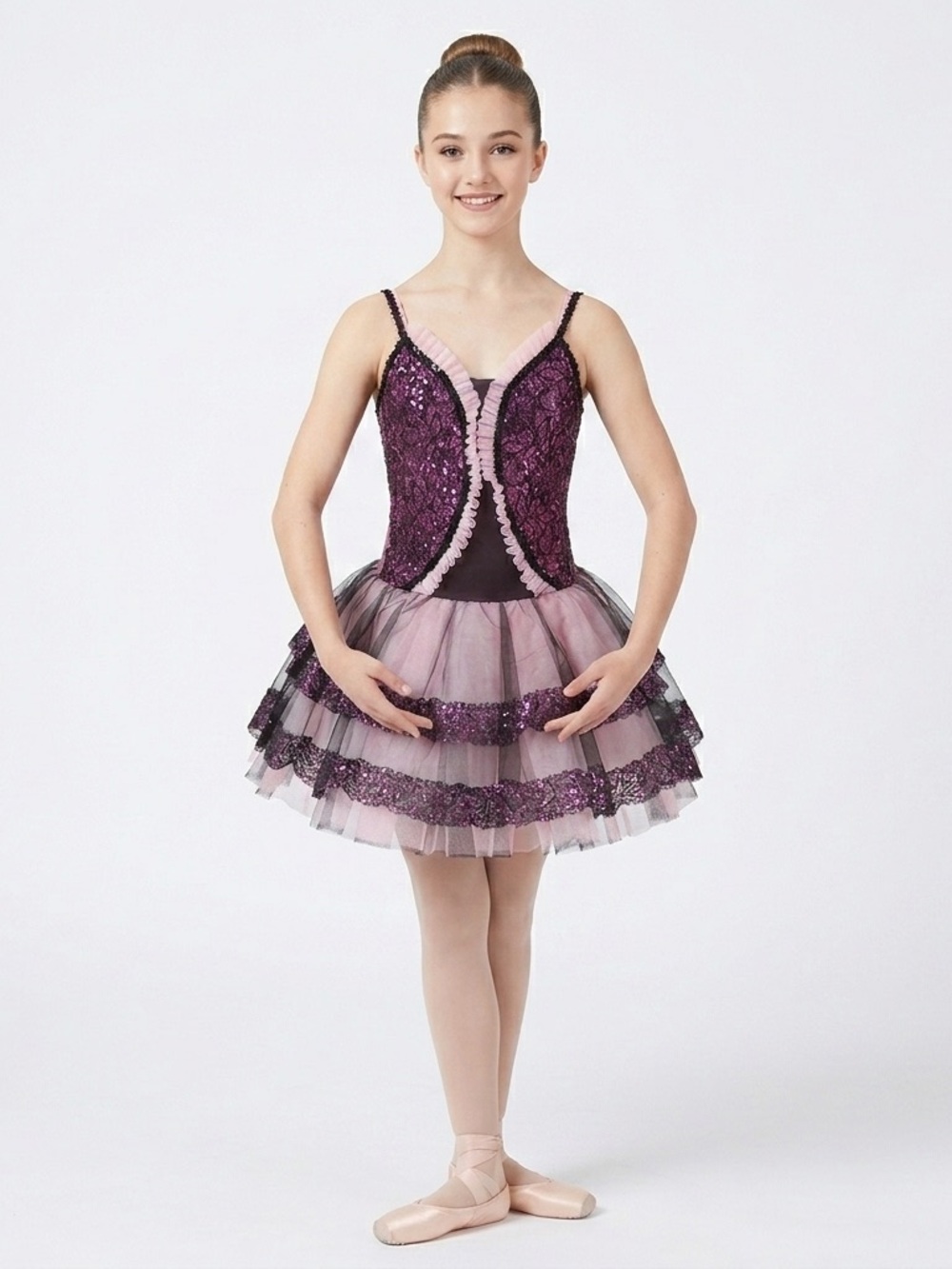 Art Stone the Competitor | Pink and Black Lace Ballet Tutu Dress, Size SA